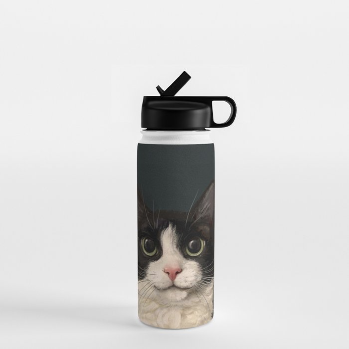 Tuxedo Cat Portrait Water Bottle Gallery Image 1