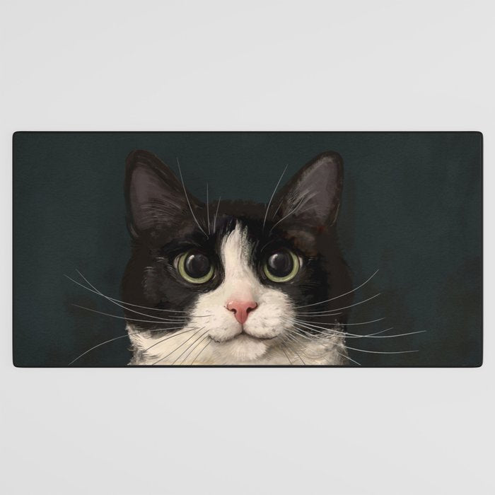 Tuxedo Cat Portrait Desk Mat Gallery Image 3