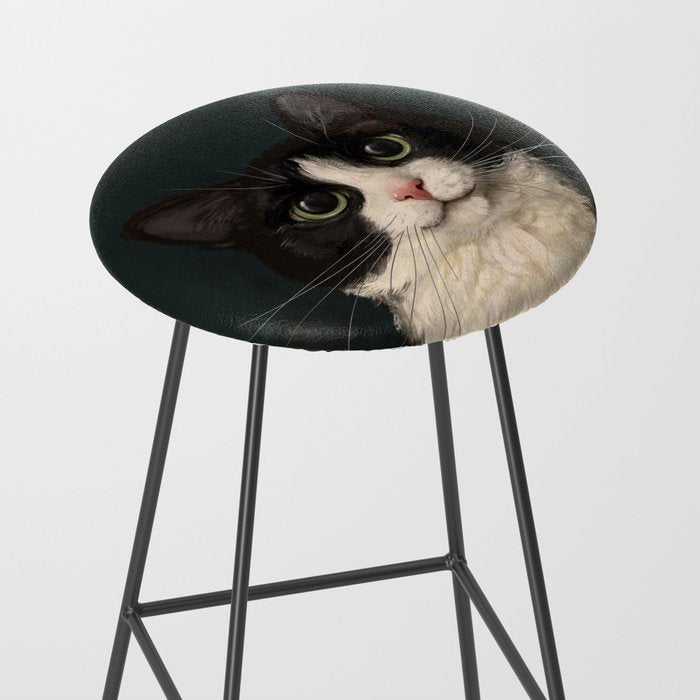 Tuxedo Cat Portrait Stool Gallery Image 2
