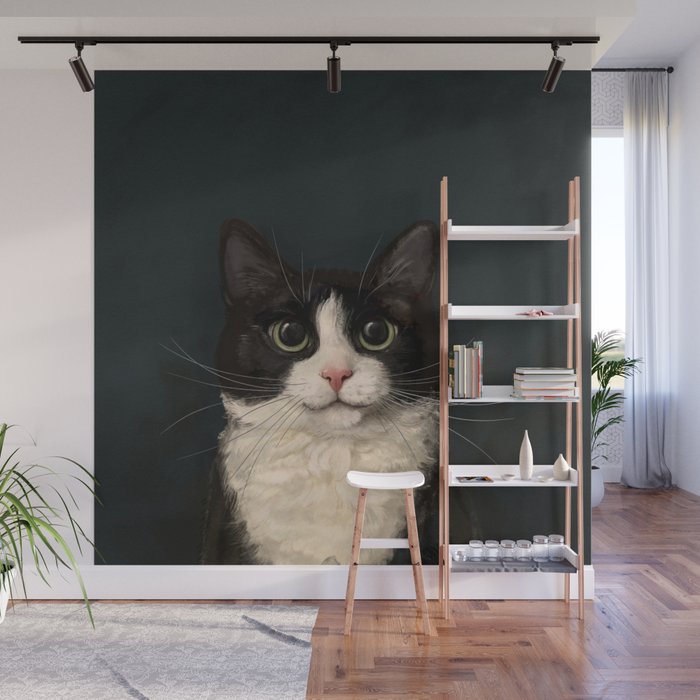 Tuxedo Cat Portrait Wall Mural Gallery Image 1