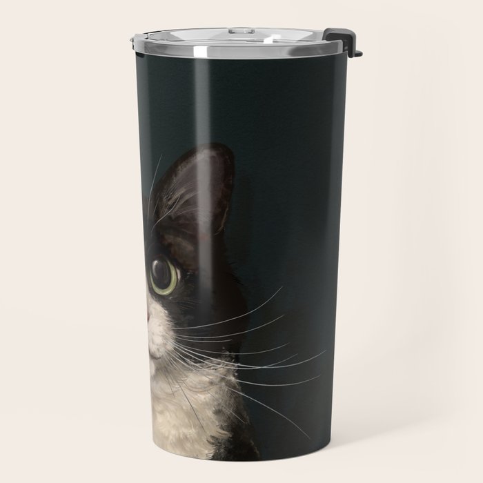 Tuxedo Cat Portrait Travel Mug Gallery Image 2