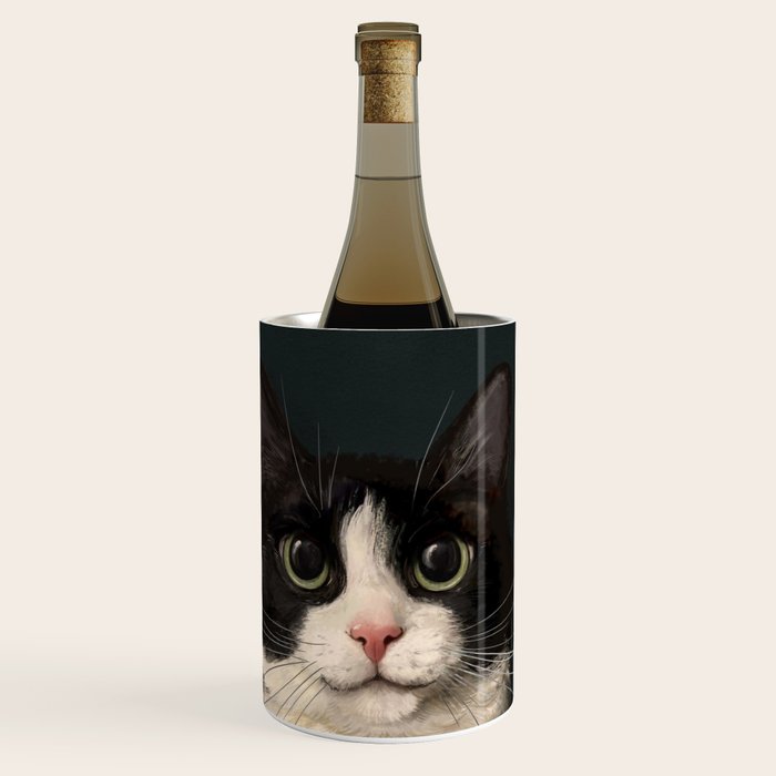 Tuxedo Cat Portrait Wine Chiller Gallery Image 1