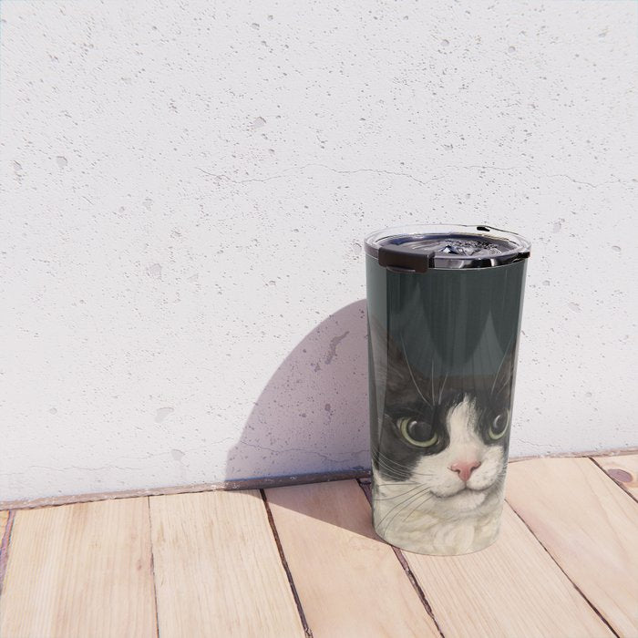 Tuxedo Cat Portrait Travel Mug Gallery Image 4