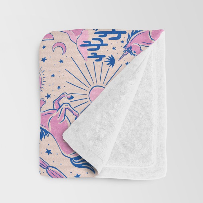 Desert Unicorn - pink and ultramarine  Throw Blanket Gallery Image 3