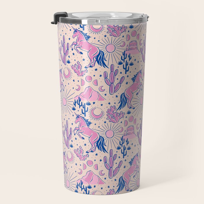 Desert Unicorn - pink and ultramarine  Travel Mug Gallery Image 3