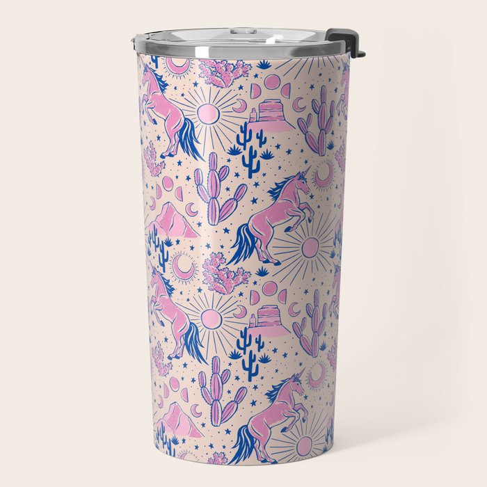 Desert Unicorn - pink and ultramarine  Travel Mug Gallery Image 2
