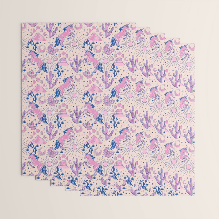 Desert Unicorn - pink and ultramarine  Wrapping Paper Gallery Image 3