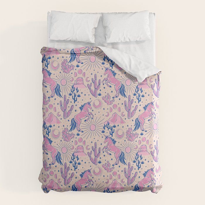 Desert Unicorn - pink and ultramarine  Duvet Cover Gallery Image 6