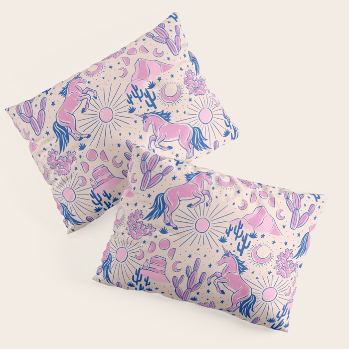 Desert Unicorn - pink and ultramarine  Pillow Sham Gallery Image 3