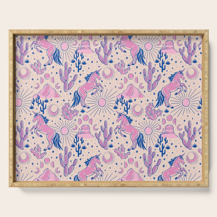 Desert Unicorn - pink and ultramarine  Serving Tray Gallery Image 1