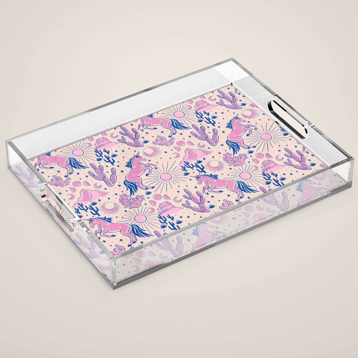 Desert Unicorn - pink and ultramarine  Acrylic Tray Gallery Image 1