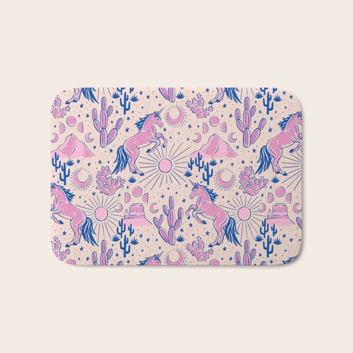 Desert Unicorn - pink and ultramarine  Bath Mat Gallery Image 1