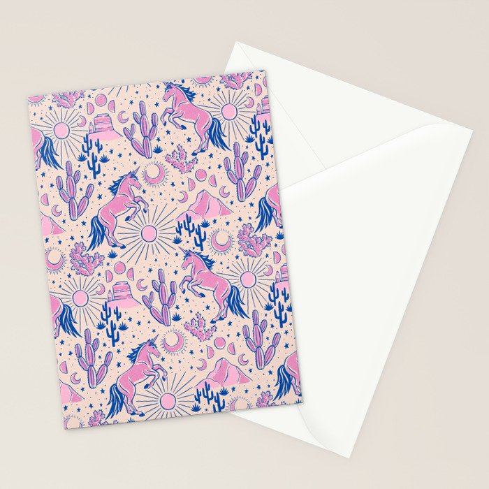 Desert Unicorn - pink and ultramarine  Stationery Card Gallery Image 2