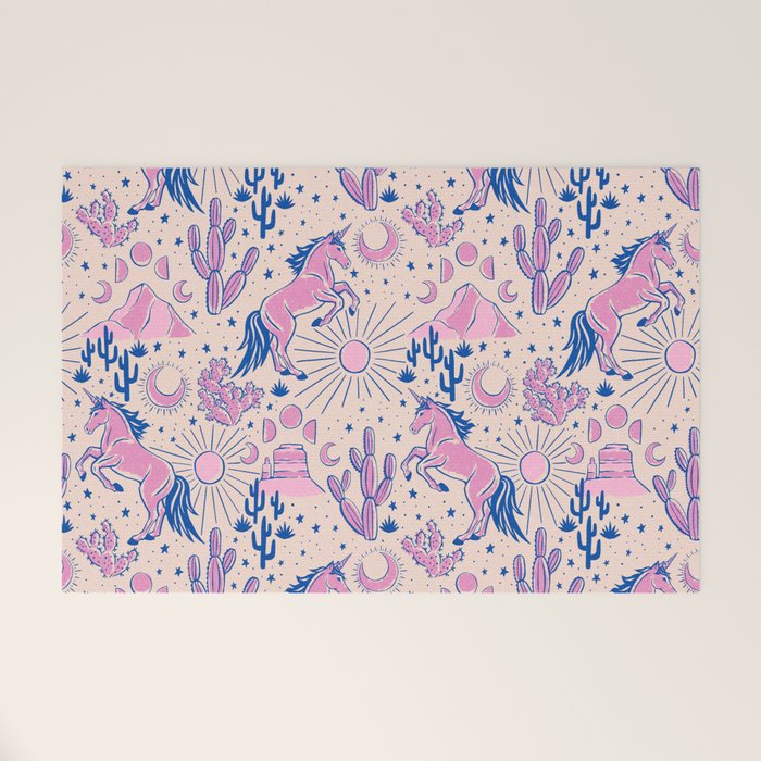 Desert Unicorn - pink and ultramarine  Welcome Mat Gallery Image 1