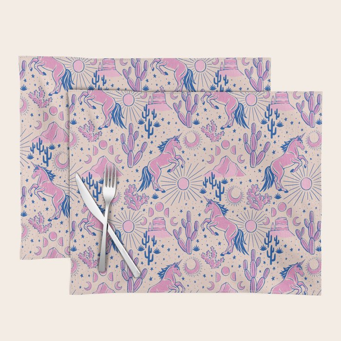 Desert Unicorn - pink and ultramarine  Placemat Gallery Image 1