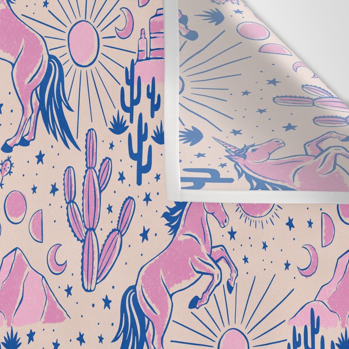 Desert Unicorn - pink and ultramarine  Wall Tapestry Gallery Image 3