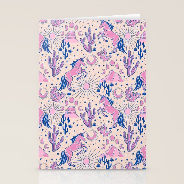 Desert Unicorn - pink and ultramarine  Stationery Card Gallery Image 1