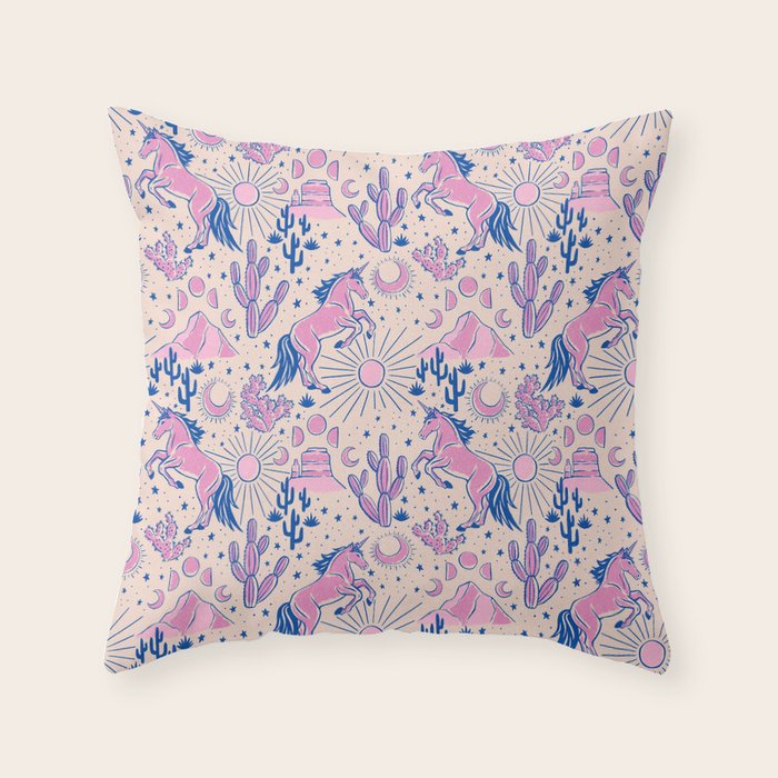 Desert Unicorn - pink and ultramarine  Throw Pillow Gallery Image 6