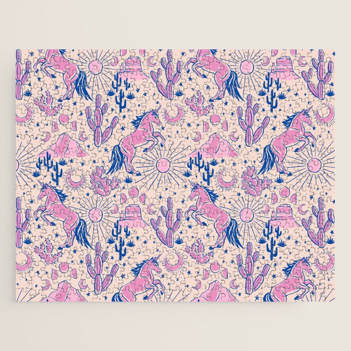 Desert Unicorn - pink and ultramarine  Jigsaw Puzzle Gallery Image 1