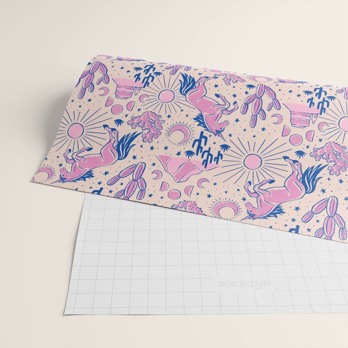 Desert Unicorn - pink and ultramarine  Wrapping Paper Gallery Image 2