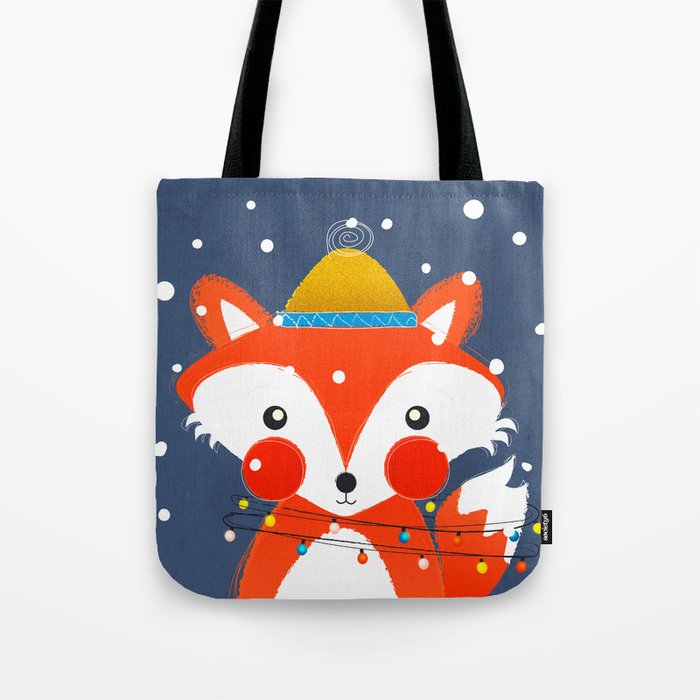Cute christmas fox in the snow Tote Bag Gallery Image 1