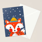 Cute christmas fox in the snow Stationery Card Gallery Image 2