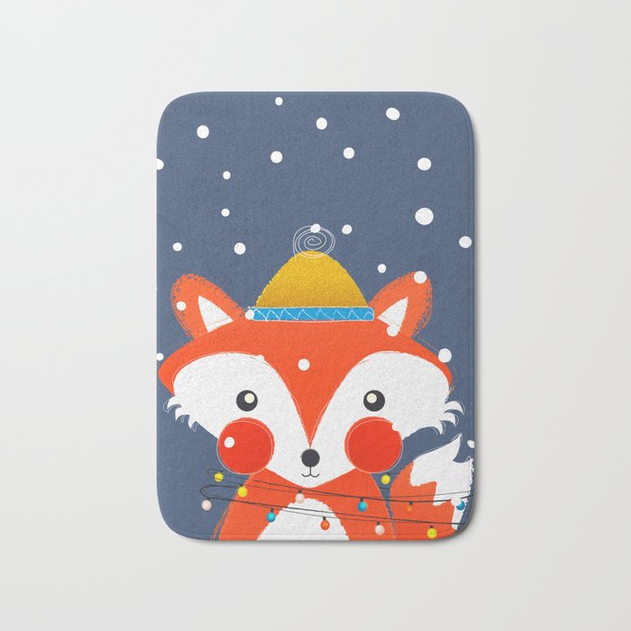 Cute christmas fox in the snow Bath Mat Gallery Image 1