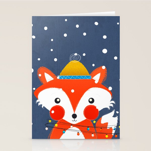 Cute christmas fox in the snow Stationery Card Gallery Image 1