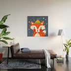 Cute christmas fox in the snow Wood Wall Art Gallery Image 2