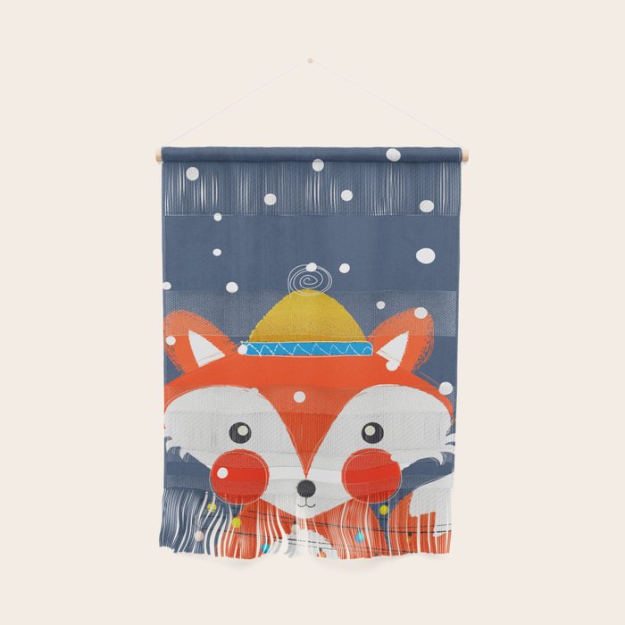Cute christmas fox in the snow Wall Hanging Gallery Image 1