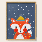 Cute christmas fox in the snow Serving Tray Gallery Image 1