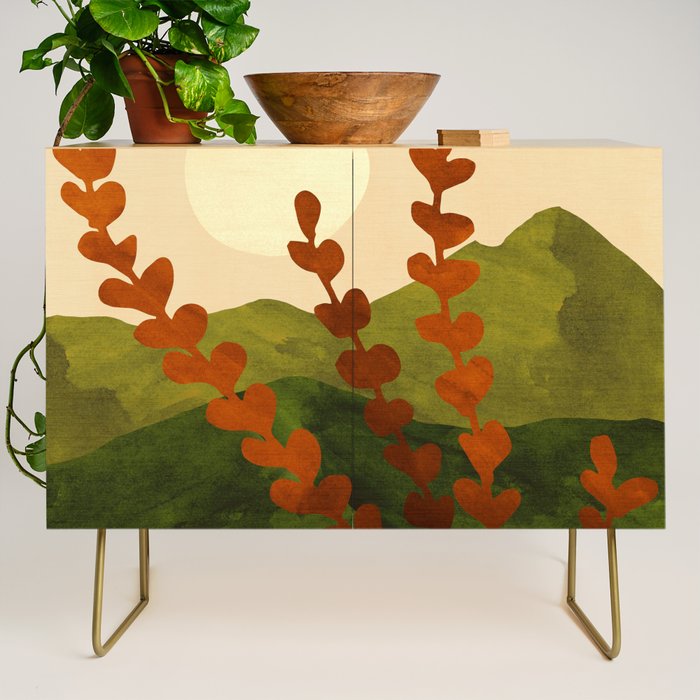 Oahu Morning Impressionist Landscape Painting Credenza Gallery Image 1
