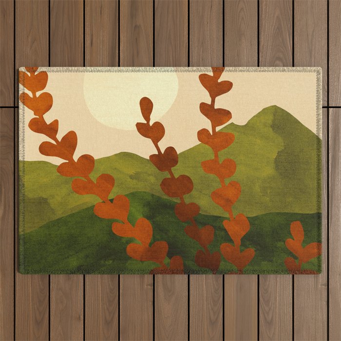 Oahu Morning Impressionist Landscape Painting Outdoor Rug Gallery Image 1