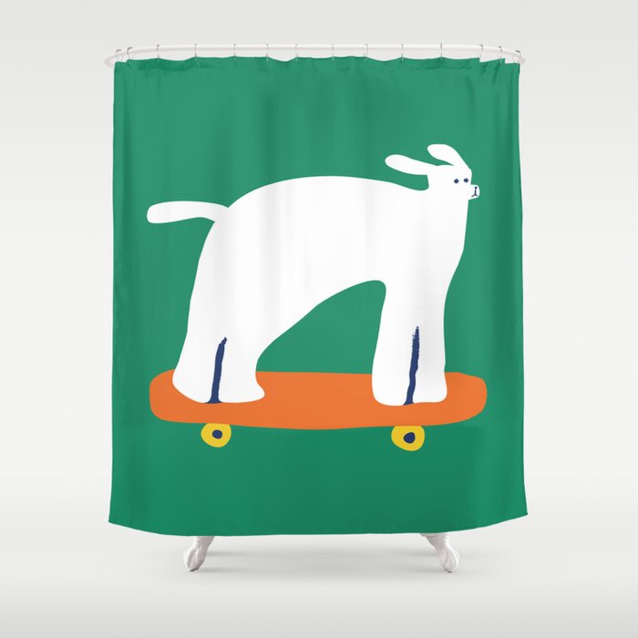 Poodle dog on skateboard Shower Curtain Gallery Image 1