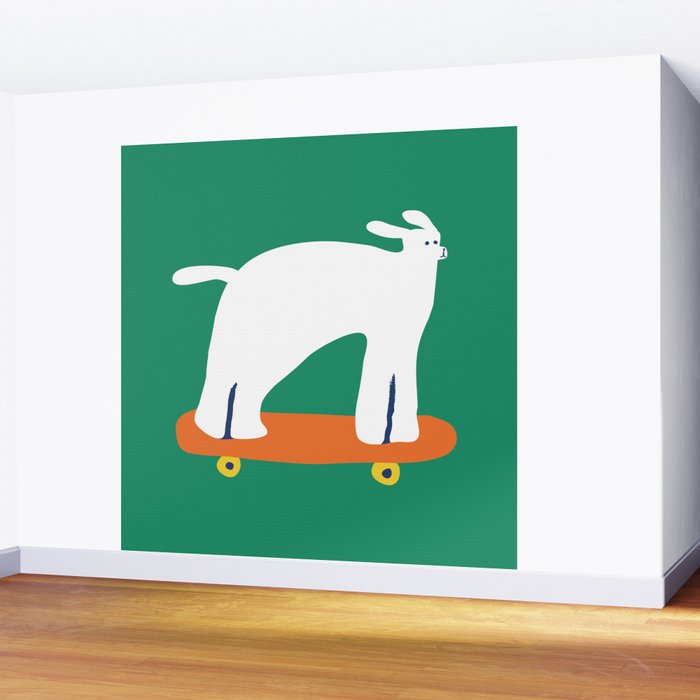 Poodle dog on skateboard Wall Mural Gallery Image 2