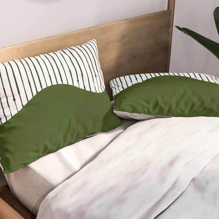 lines and wave (green) Pillow Sham Gallery Image 2