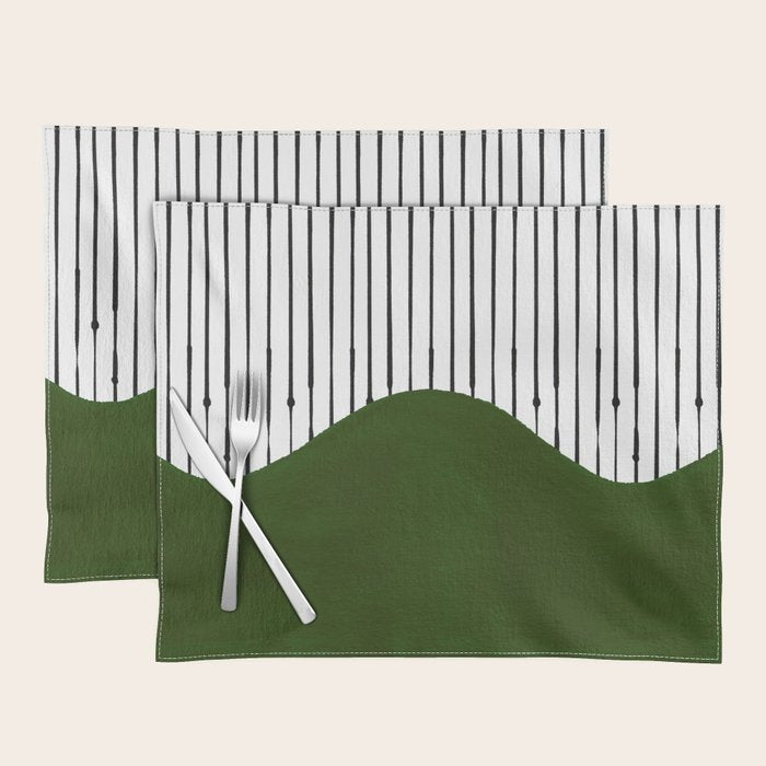 lines and wave (green) Placemat Gallery Image 1
