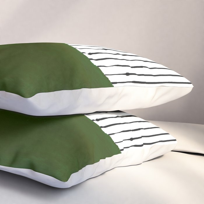lines and wave (green) Pillow Sham Gallery Image 3