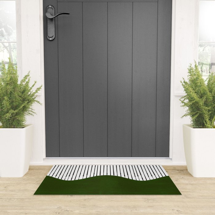 lines and wave (green) Welcome Mat Gallery Image 3