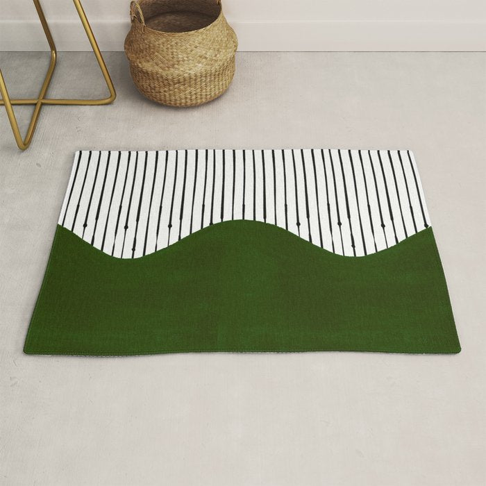 lines and wave (green) Rug Gallery Image 1