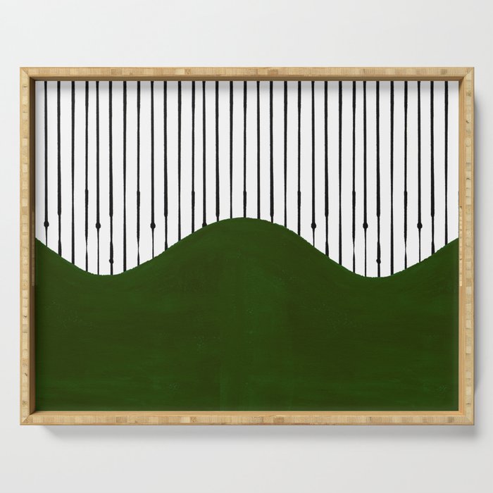 lines and wave (green) Serving Tray Gallery Image 1