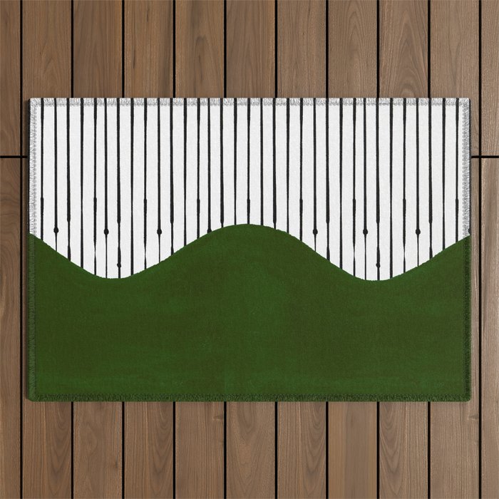 lines and wave (green) Outdoor Rug Gallery Image 1