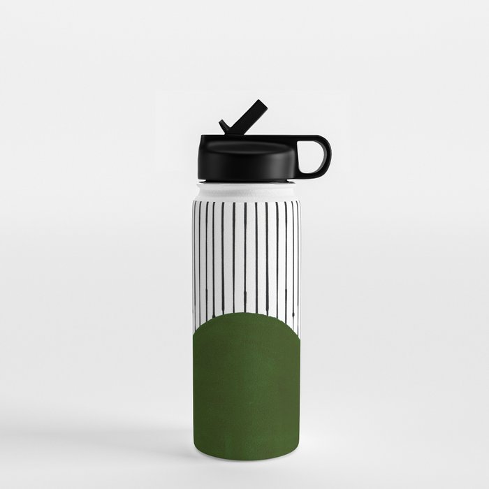 lines and wave (green) Water Bottle Gallery Image 1