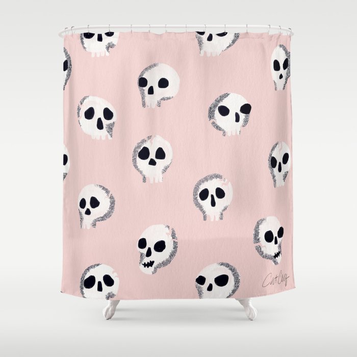 Spooky Skulls - Blush Shower Curtain Gallery Image 1