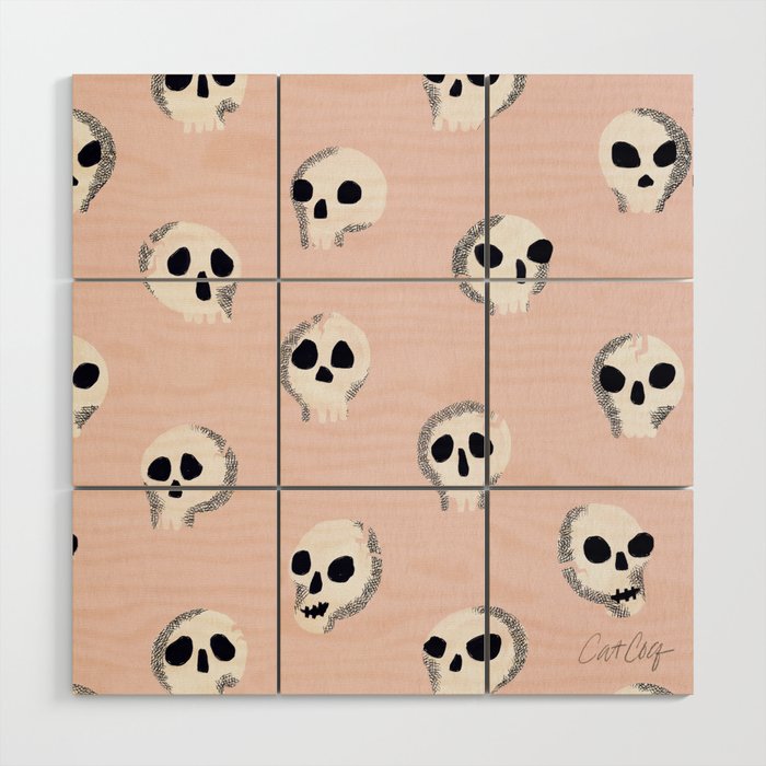 Spooky Skulls - Blush Wood Wall Art Gallery Image 1