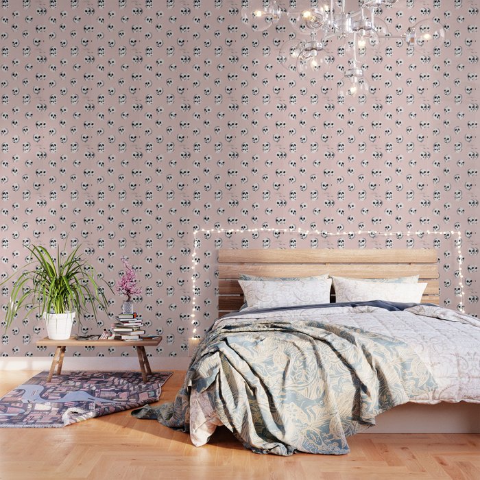 Spooky Skulls - Blush Wallpaper Gallery Image 3