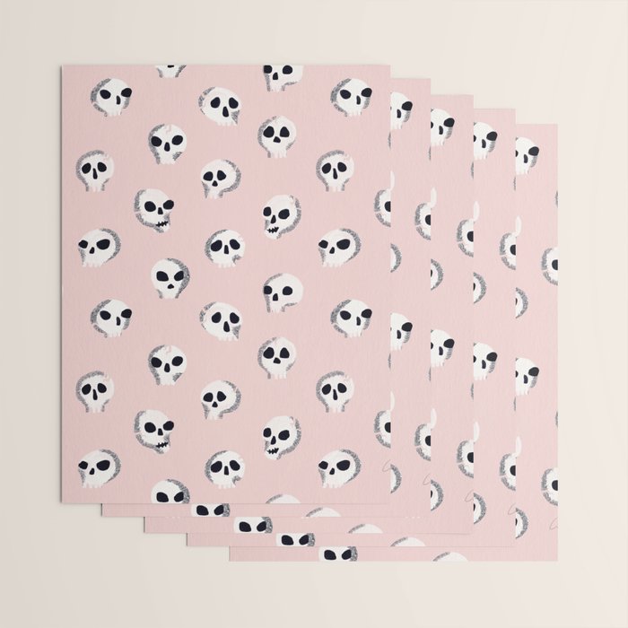 Spooky Skulls - Blush Wrapping Paper Gallery Image 3