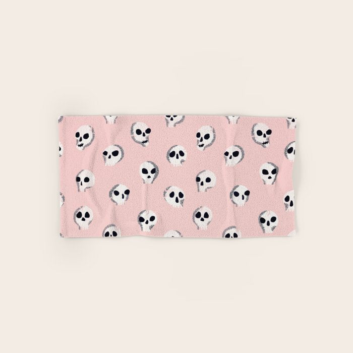 Spooky Skulls - Blush Bath Towel Gallery Image 1