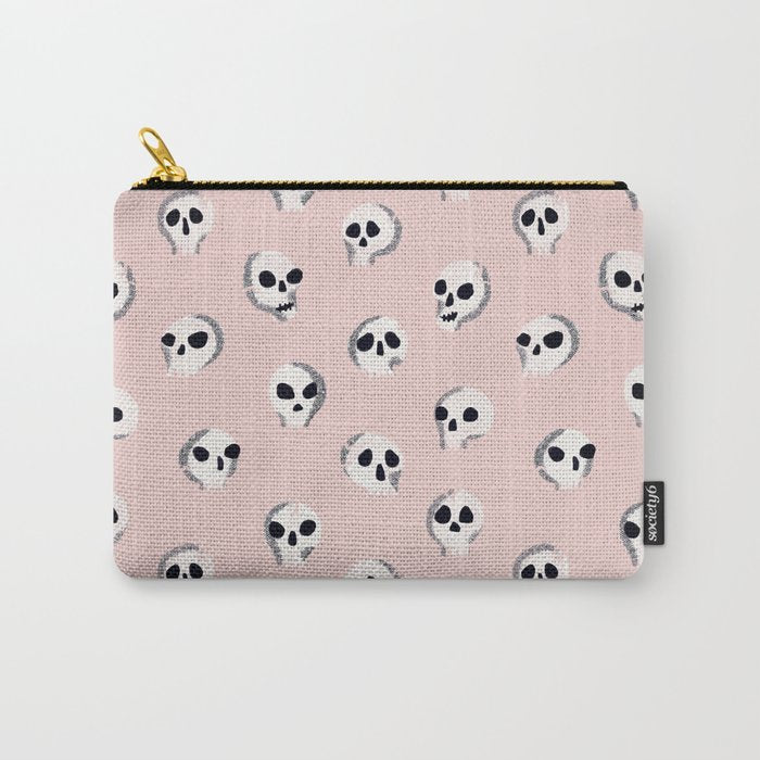 Spooky Skulls - Blush Carry All Pouch Gallery Image 1