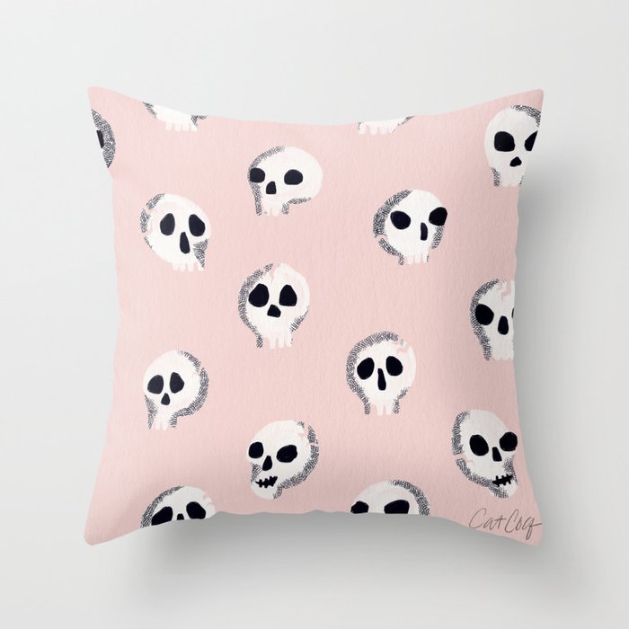 Spooky Skulls - Blush Throw Pillow Gallery Image 6